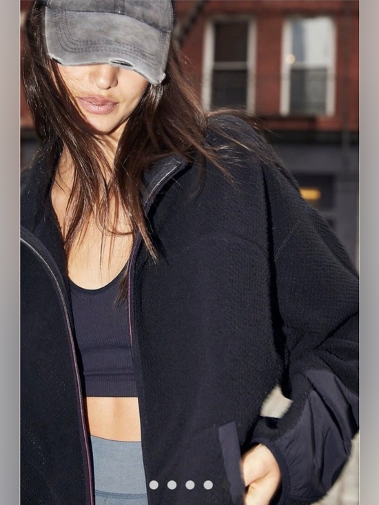 🖤 Free People Movement Ziggy Fleece Jacket ✨ Black Zip Up Cozy FP Size S - Picture 3 of 5